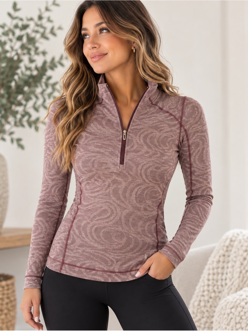 Smartwool Mauve Swirl Half-Zip Performance Pullover